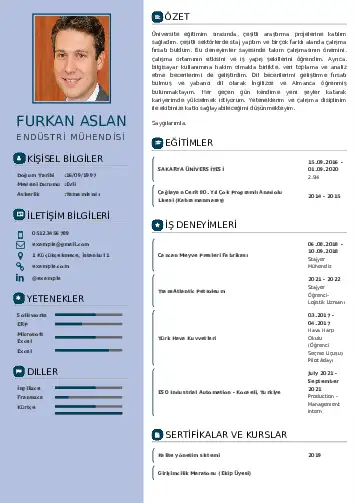 Endüstri Mühendisi CV Örnekleri cv indir